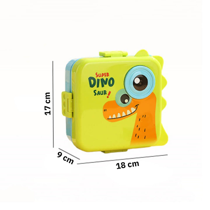 Dinosaur-themed lunch boxes for school, dimensions 