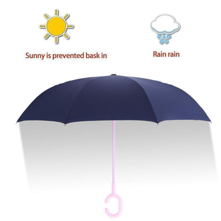 Kids inverted Umbrella with C-Handle - Pink Zoo