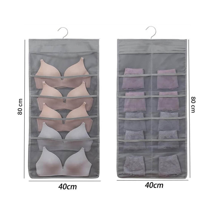 Foldable fabric closet organizer with rotating hook, dimensions
