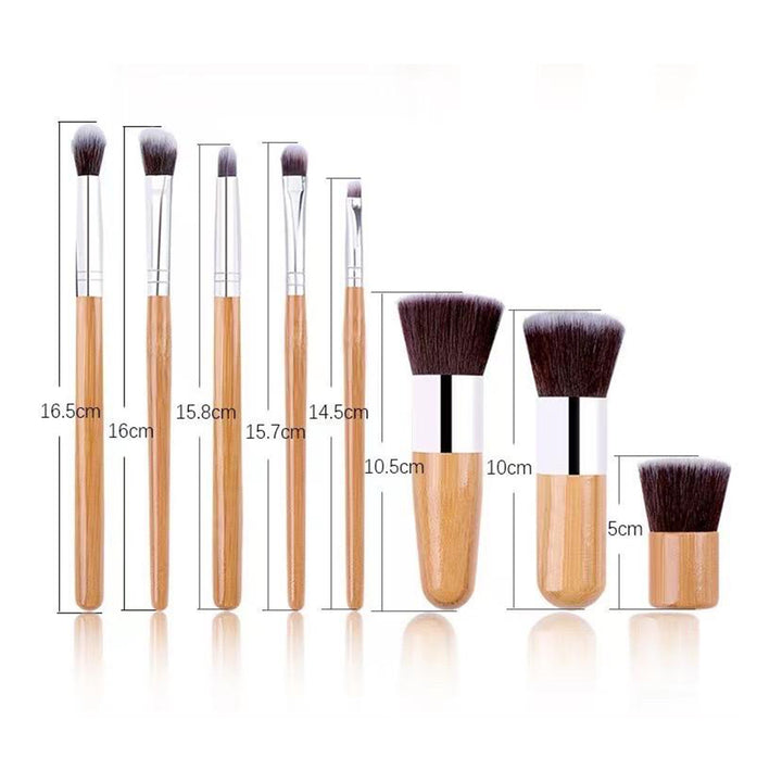 Eco-Friendly 11-Piece Makeup Brush Set with Beige Bamboo Handles