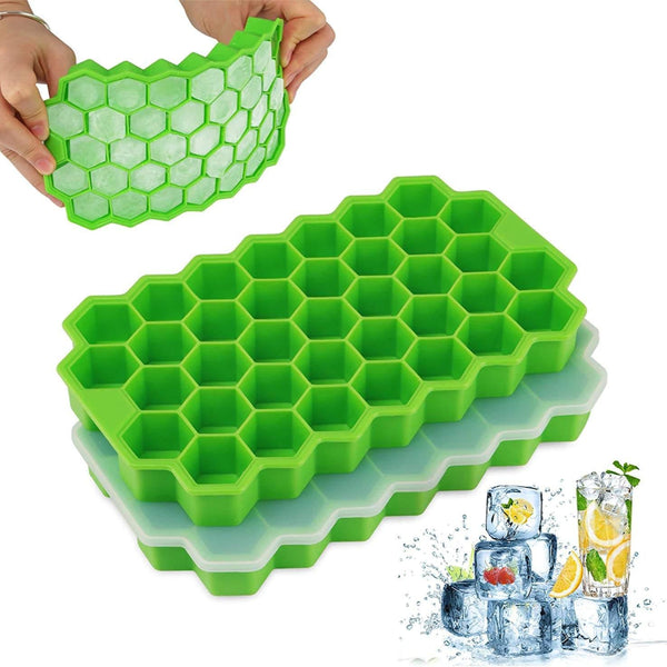 Eco-Friendly Silicone Honeycomb Ice Cube Tray - Purple & Green Green