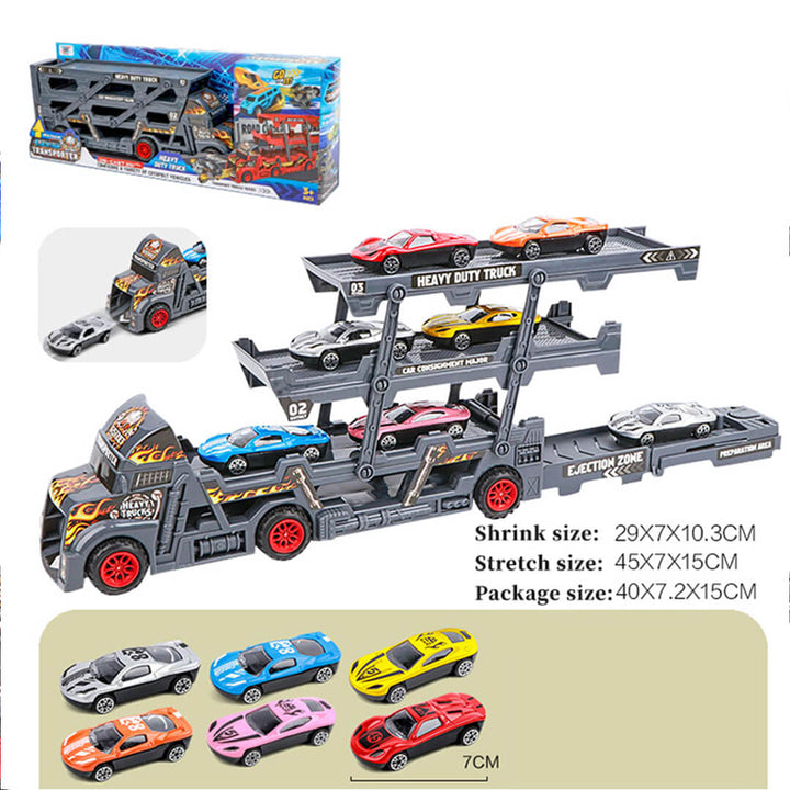 Folding Metal Truck with Mini Ejection Cars Grey