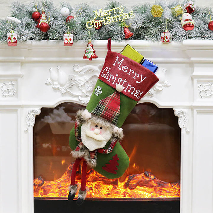 3D Christmas stocking with dangling legs santa design 