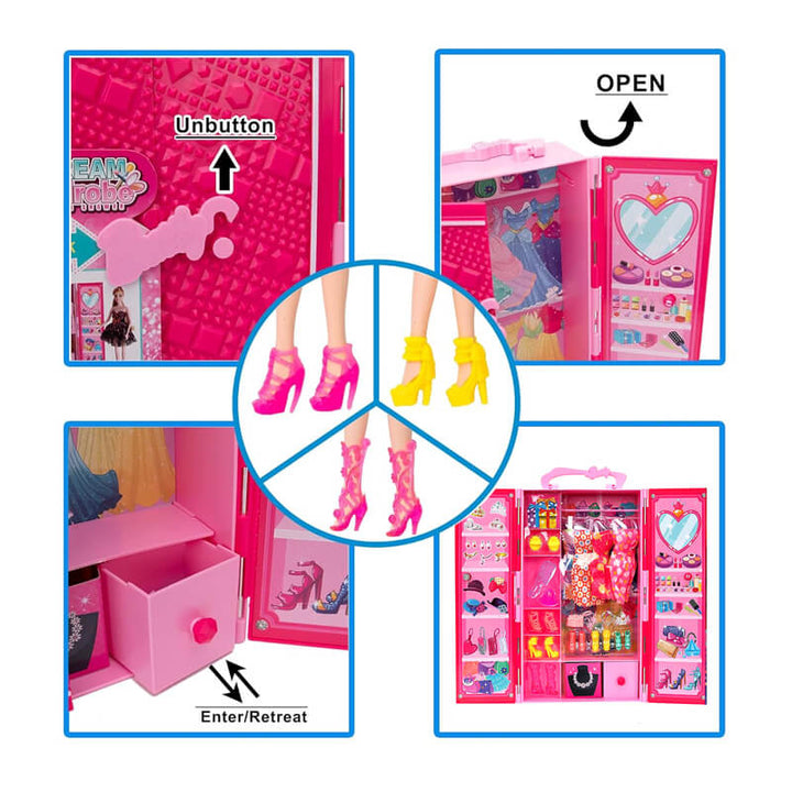 Fashion Doll Wardrobe Set with Clothes & Accessories