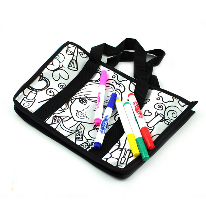 Fashion Girl Coloring Doodle Handbag set
