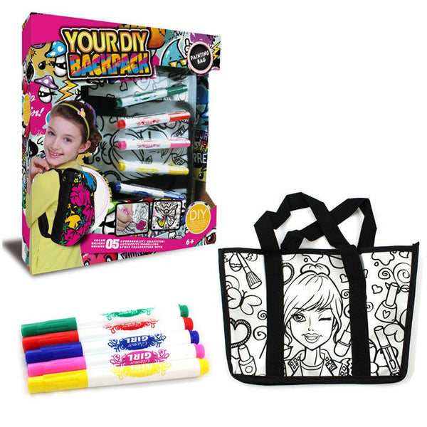 Fashion Girl Coloring Doodle Handbag set