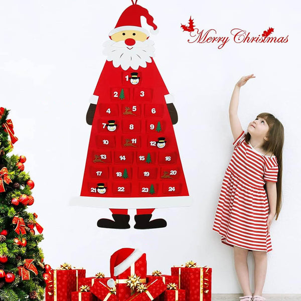 Felt Santa advent calendar with 24 pockets for kids