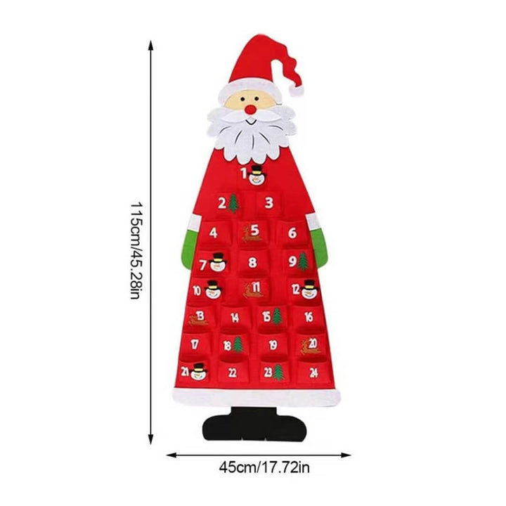 Kids wall hanging Christmas calendar with felt Santa design, dimensions