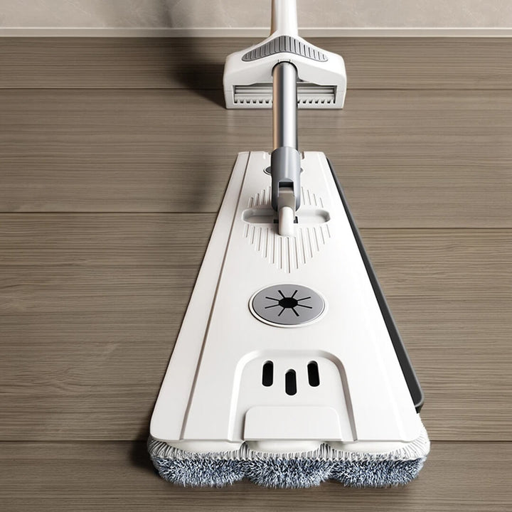 Close-up of the flat mop cleaning the floor