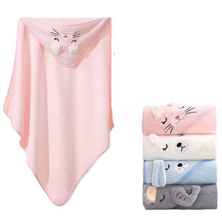 Fleece Baby Hooded Towel Blanket (Elephant, bear, dog, cat)