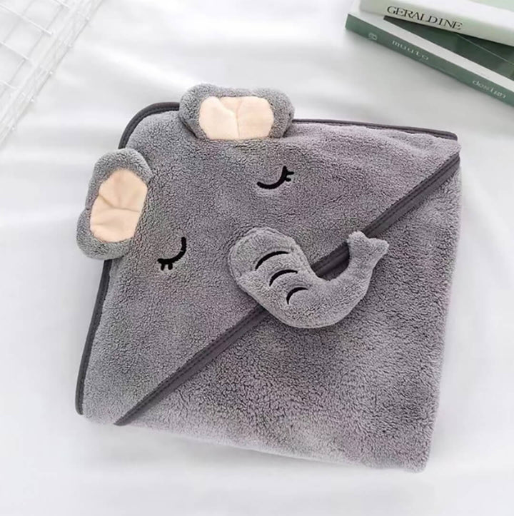 Fleece Baby Hooded Towel Blanket (Elephant, bear, dog, cat)