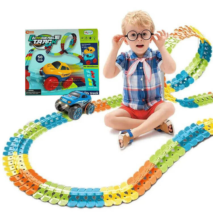 Fluorescent & Flexible Electric Car Track - 50 pcs