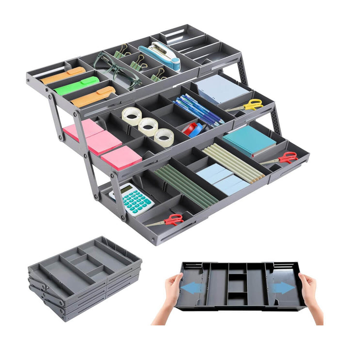 2/3 Tier Collapsible Drawer Organizer Tray – Adjustable & Space-Saving