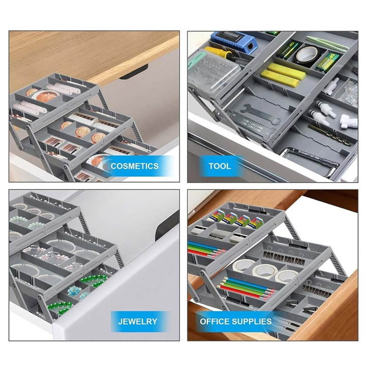 2/3 Tier Collapsible Drawer Organizer Tray – Adjustable & Space-Saving