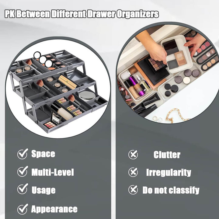 2/3 Tier Collapsible Drawer Organizer Tray – Adjustable & Space-Saving
