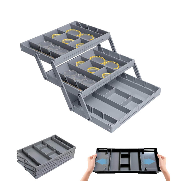 2/3 Tier Collapsible Drawer Organizer Tray – Adjustable & Space-Saving