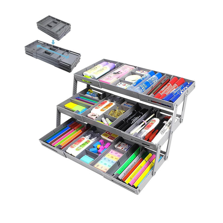2/3 Tier Collapsible Drawer Organizer Tray – Adjustable & Space-Saving