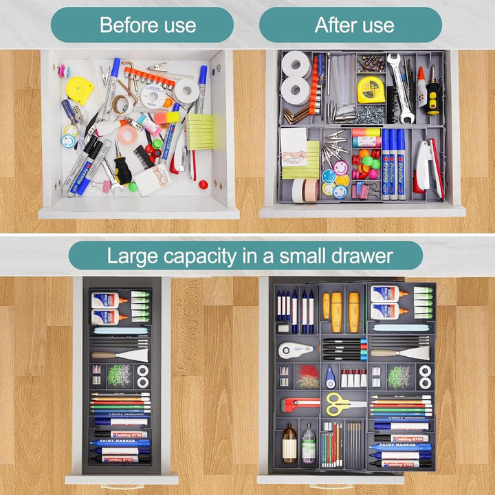 2/3 Tier Collapsible Drawer Organizer Tray – Adjustable & Space-Saving
