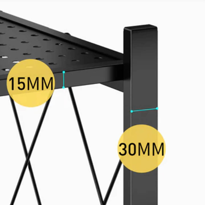 Foldable 5-Layer Metal Shelves with Wheels – Black