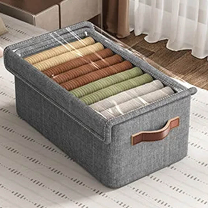 Fabric storage box for wardrobe or shelf use