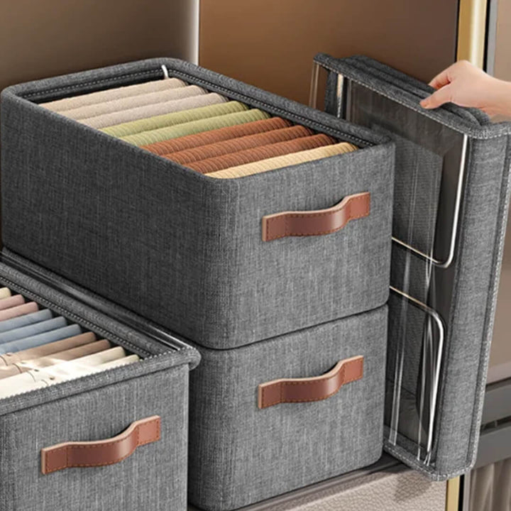 Dustproof, foldable grey closet organizer for clothes
