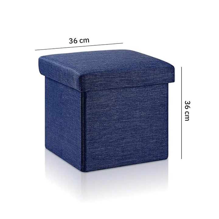 Foldable fabric storage stool with cushioned top, dimensions
