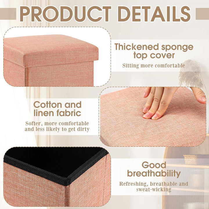 Foldable fabric storage stool with thickened sponge top cover