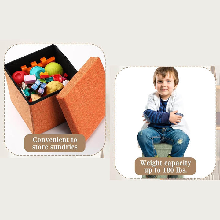Foldable fabric storage stool for toys, books accessories and clothes