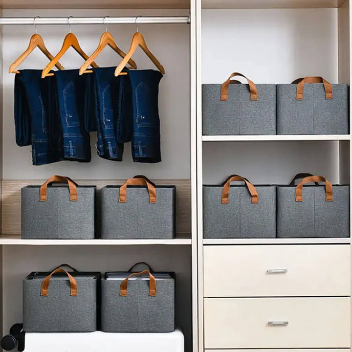 Clothes organizer box with handles for easy carrying