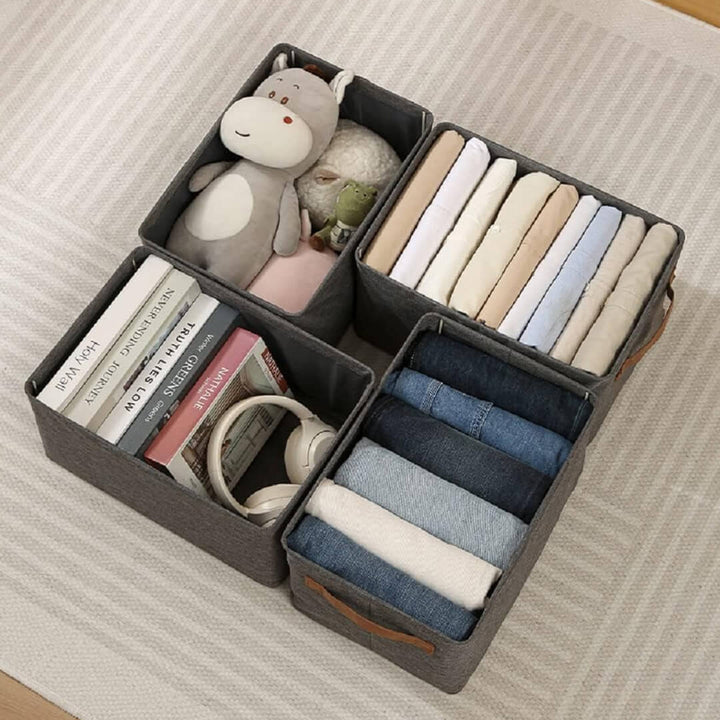 Stackable  fabric storage boxes for clothes, books and toys organization
