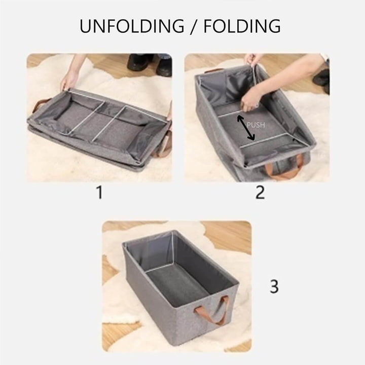 stackable  fabric storage boxes for clothes organization, folding and unfolding instructions