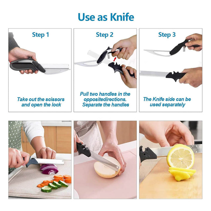 Ergonomic handle food scissors with safety lock