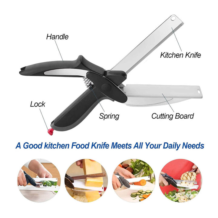Multifunction kitchen knife with cutting board