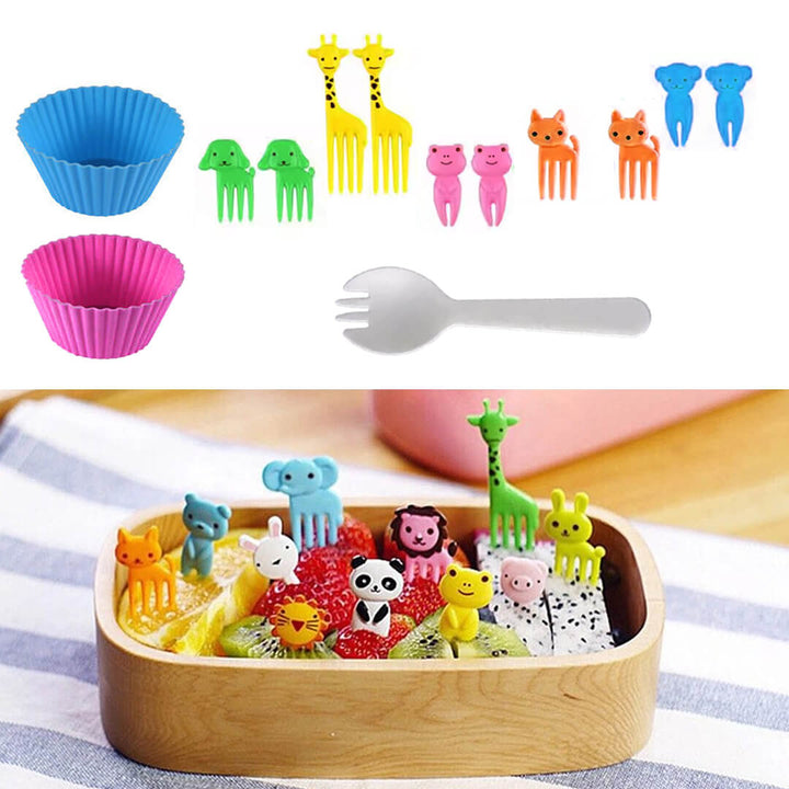 Food picks for lunch boxes with snack cups – 13-piece set