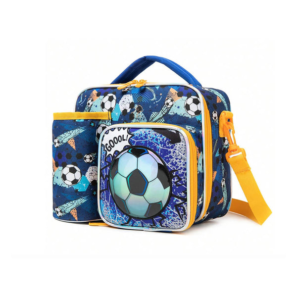 Boys football lunch bag with three storage compartments