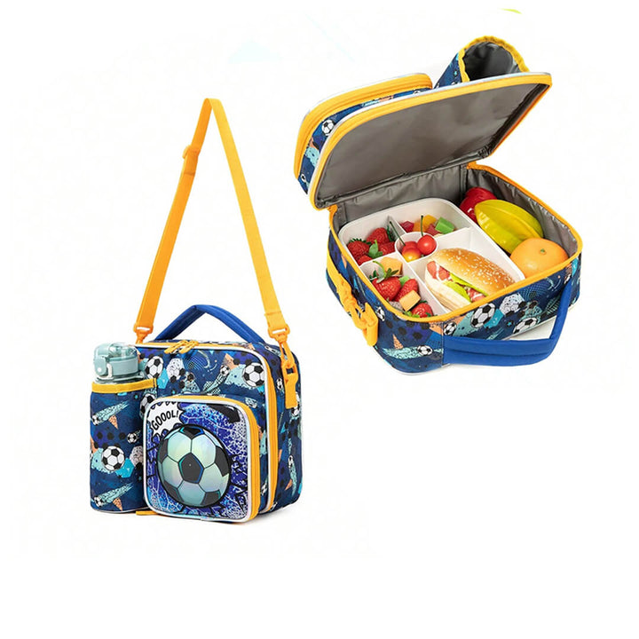 Kids lunch bag with bottle holder and snack section