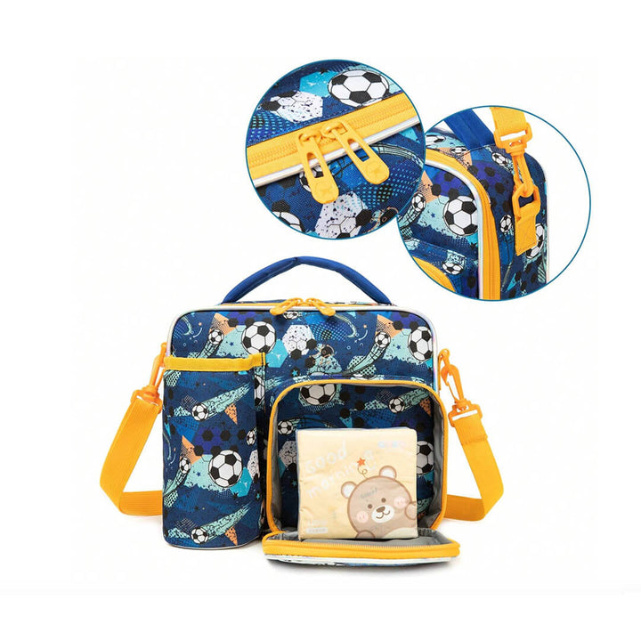Durable boys lunch bag with strong zippers and handle