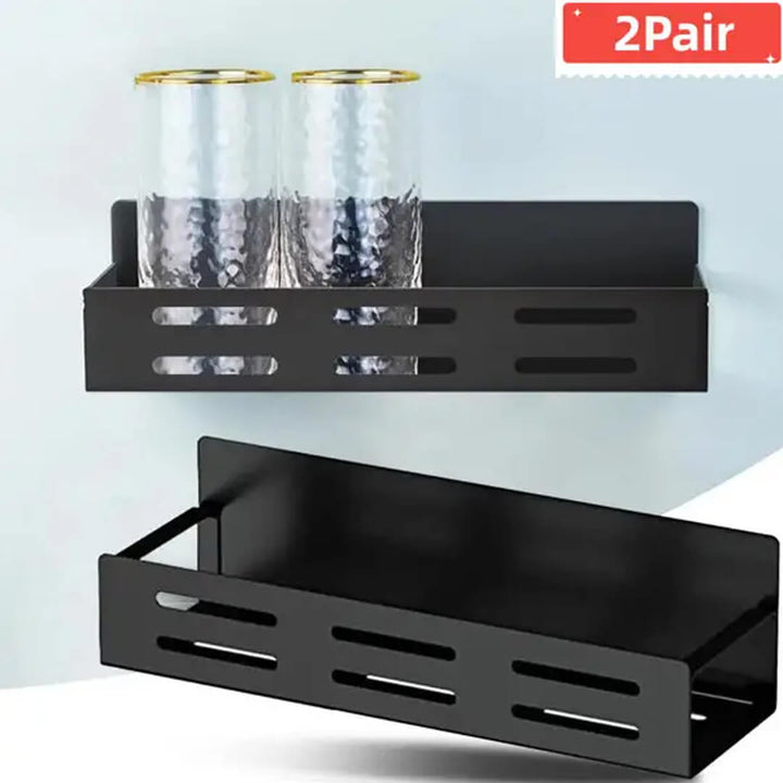 Set of two different-sized magnetic racks with spice jars, black
