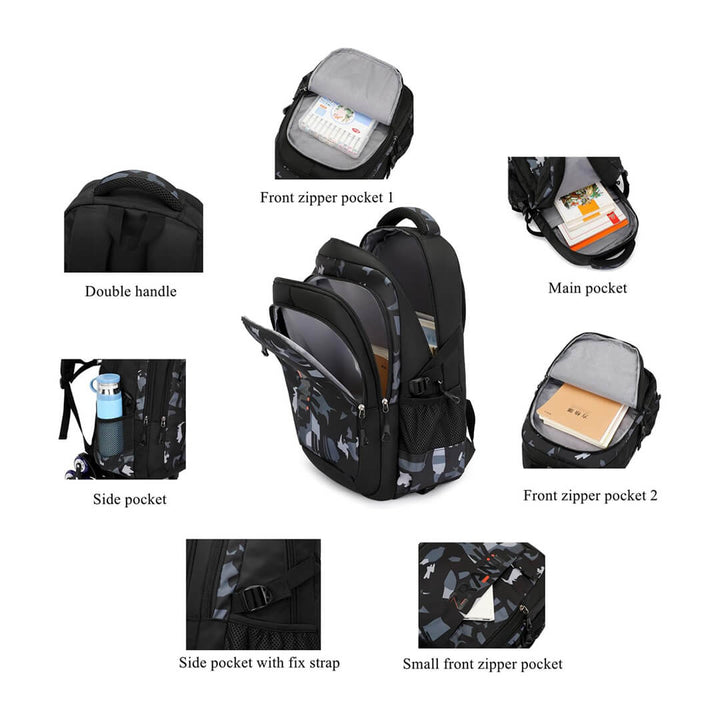 Durable Geometric Backpack – Kids & Teens School Bag