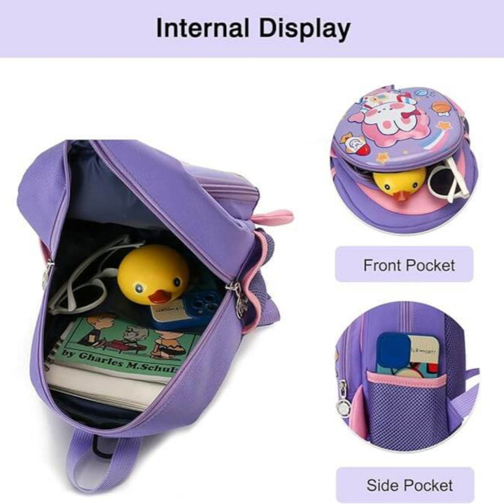 Cute Pink Rabbit Preschool Backpack – 3D Design