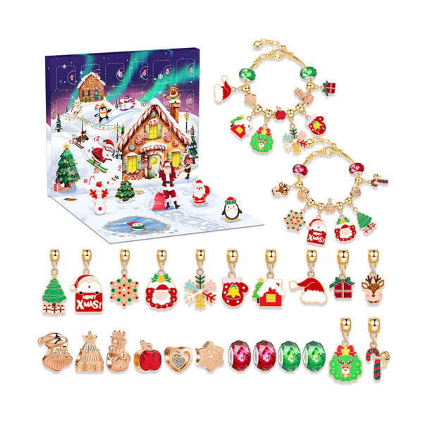 24-day charm bracelet advent calendar with Christmas countdown