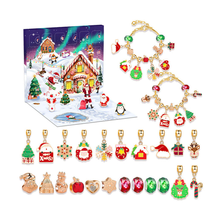 24-day charm bracelet advent calendar with Christmas countdown