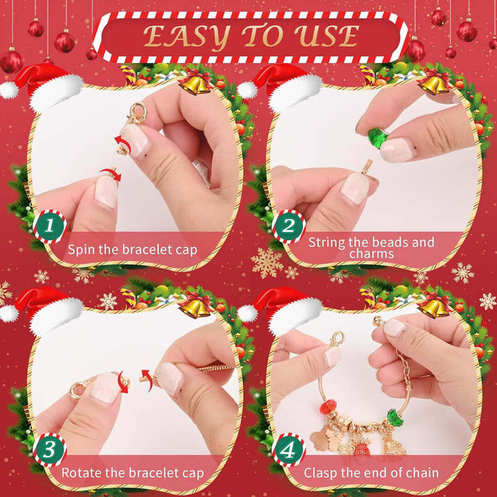 Christmas advent calendar with bracelet-making kit, easy to use