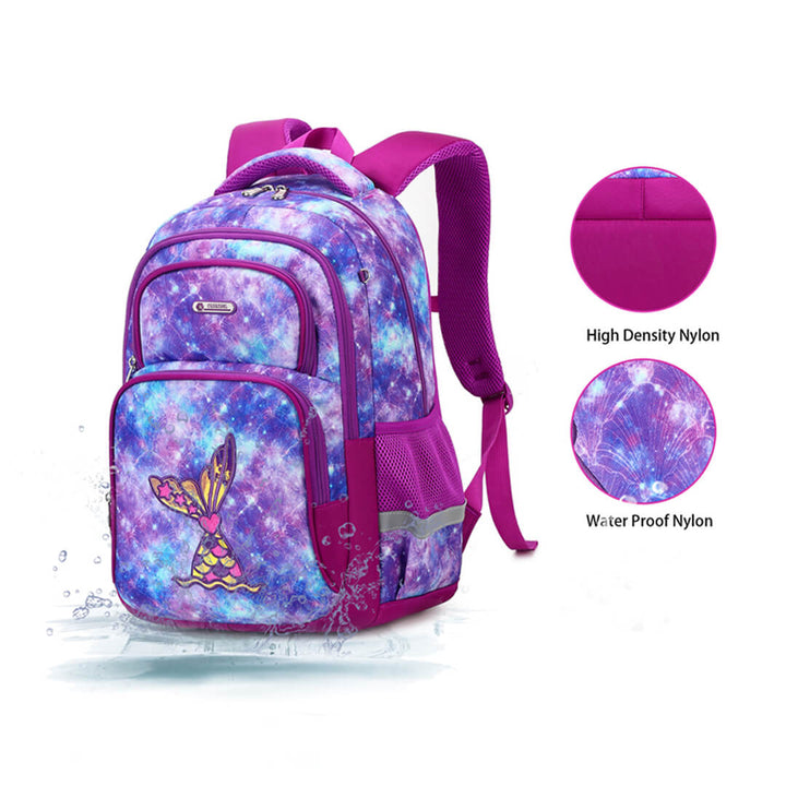 Waterproof sparkly school Dark purple mermaid backpack 