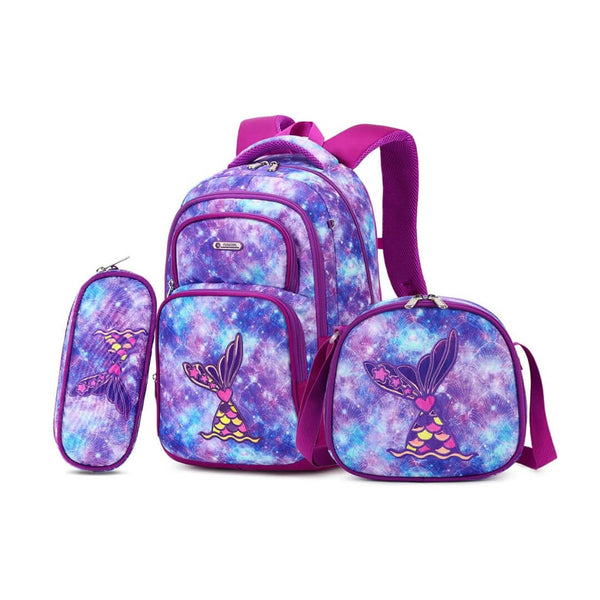 Sparkly Dark purple mermaid Backpack, lunch bag, and pencil case set 