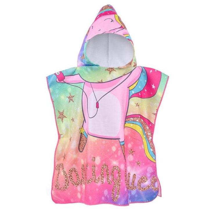 Girls' Microfiber hooded beach towels, sparkle Unicorn design