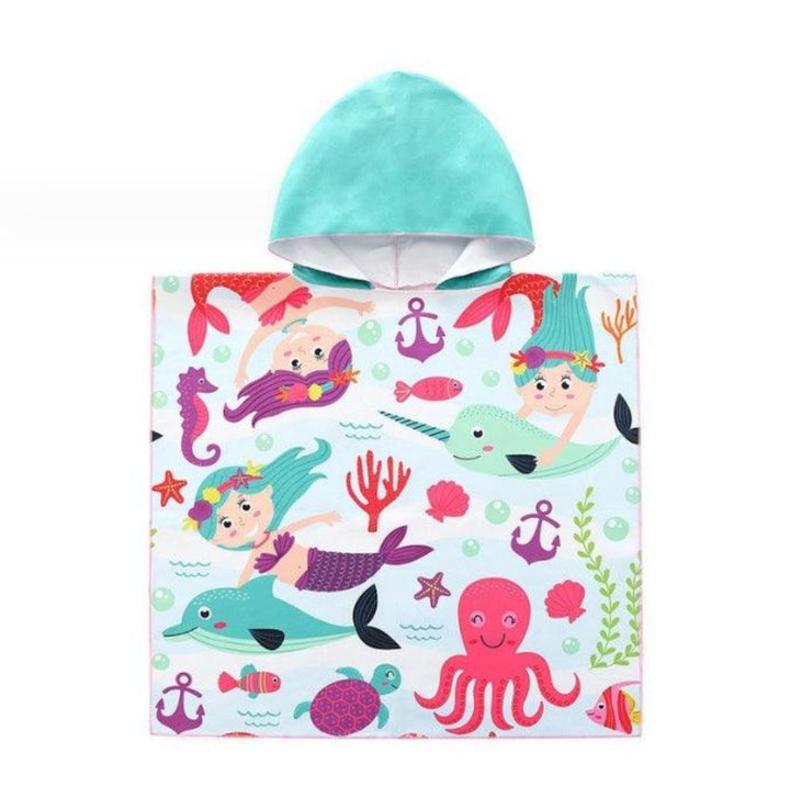 Girls Microfiber hooded beach towels Sea Creatures