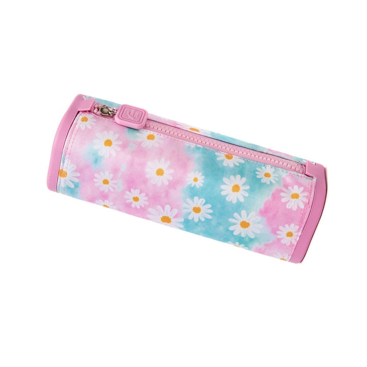 Pink pencil case with floral print for girls
