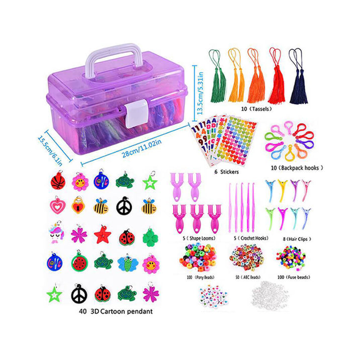 Bracelet craft activity with 28 rubber band colors