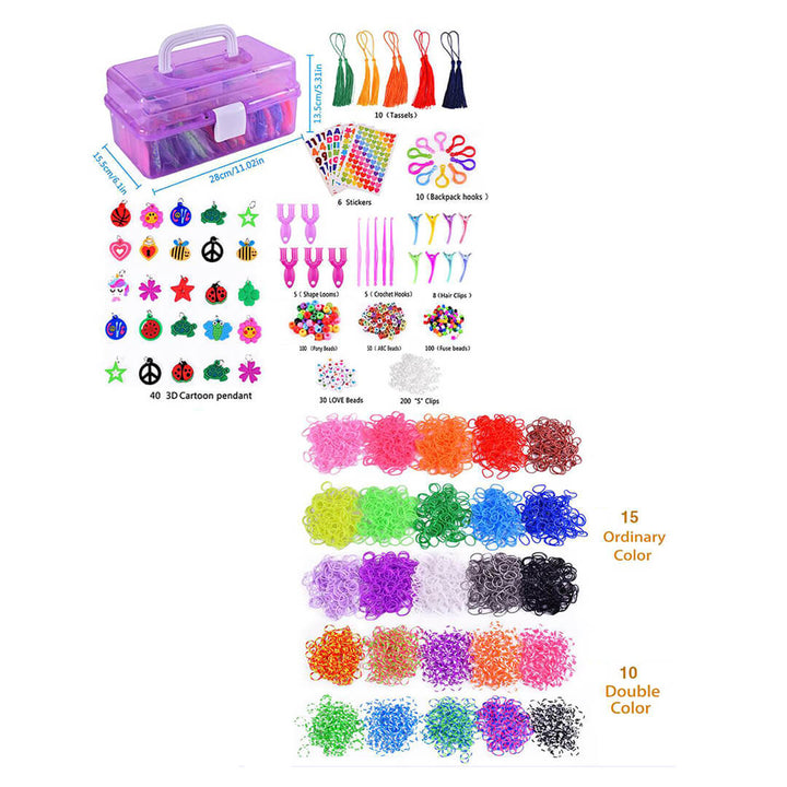 Colorful rubber band set with ABC beads and hair clips for kids
